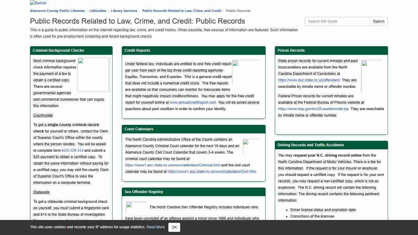 Public Records - Public Records Related to Law, Crime, and Credit - LibGuides at Alamance County Public Libraries
